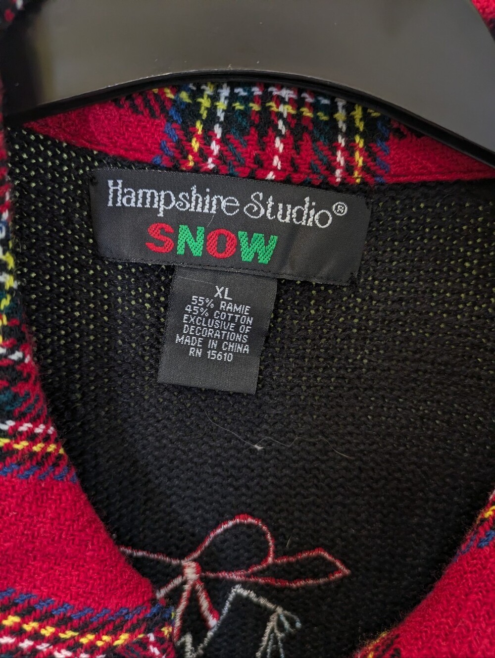 NEW Hampshire Studio Christmas Sweater XL Ramie Full Zip Snowman Plaid Tartan - Picture 6 of 8